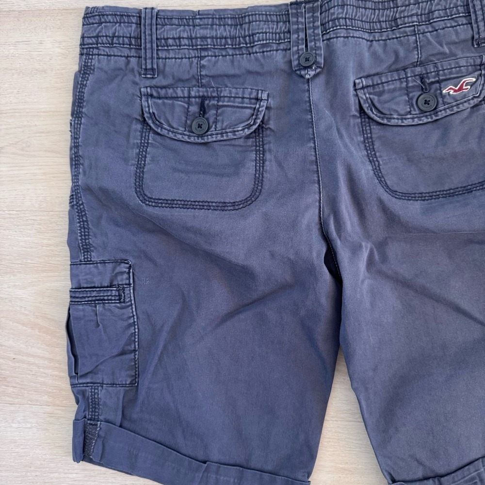 Hollister Vintage 2008 Cargo Shorts Blue Y2K Size 5 Women's Juniors Bermuda - Picture 3 of 10